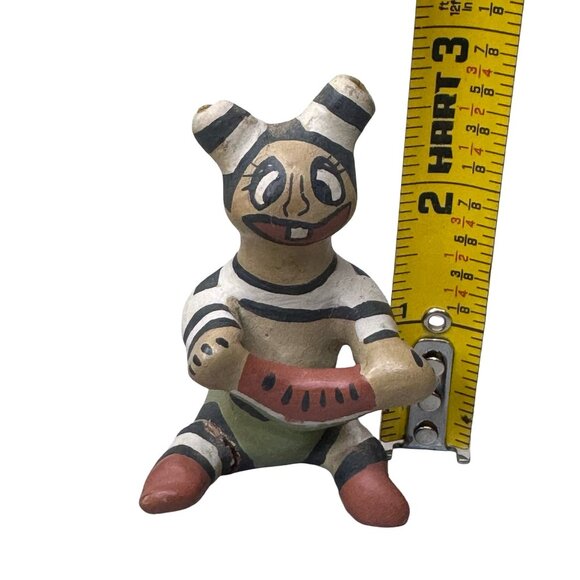Vintage Signed Kachina Clown Pottery Figurine Naran Striped Watermelon 3" READ - Picture 5 of 9